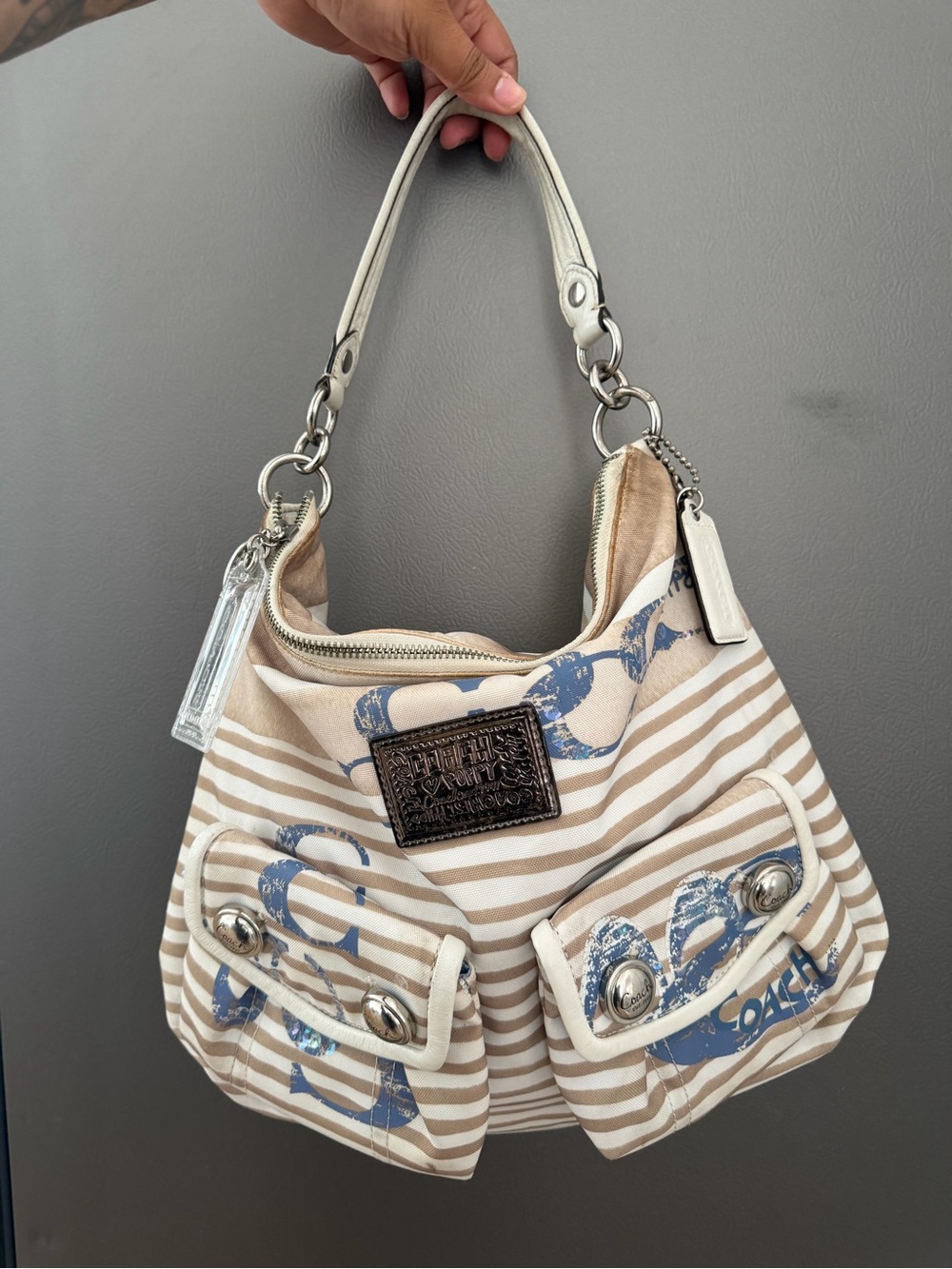 Coach Poppy Stripe Hobo Bag- 17060